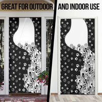 Judging You Silently Door Cover Black Cat Playful Monochrome Paw Print