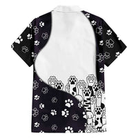 Judging You Silently Hawaiian Shirt Black Cat Playful Monochrome Paw Print