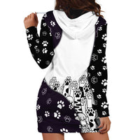 Judging You Silently Hoodie Dress Black Cat Playful Monochrome Paw Print