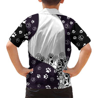 Judging You Silently Kid Hawaiian Shirt Black Cat Playful Monochrome Paw Print
