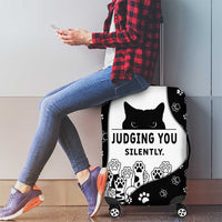 Judging You Silently Luggage Cover Black Cat Playful Monochrome Paw Print