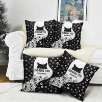 Judging You Silently Pillow Cover Black Cat Playful Monochrome Paw Print