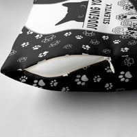 Judging You Silently Pillow Cover Black Cat Playful Monochrome Paw Print