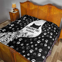 Judging You Silently Quilt Black Cat Playful Monochrome Paw Print