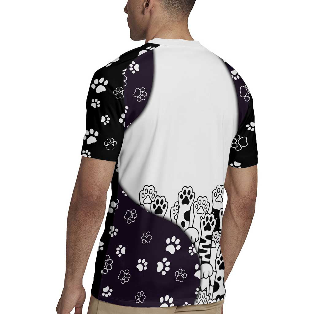 Judging You Silently Rugby Jersey Black Cat Playful Monochrome Paw Print