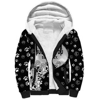 Judging You Silently Sherpa Hoodie Black Cat Playful Monochrome Paw Print