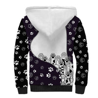 Judging You Silently Sherpa Hoodie Black Cat Playful Monochrome Paw Print