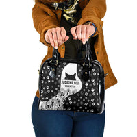 Judging You Silently Shoulder Handbag Black Cat Playful Monochrome Paw Print