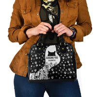 Judging You Silently Shoulder Handbag Black Cat Playful Monochrome Paw Print