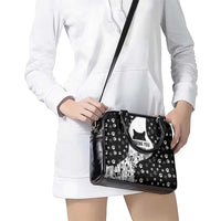 Judging You Silently Shoulder Handbag Black Cat Playful Monochrome Paw Print