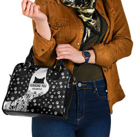 Judging You Silently Shoulder Handbag Black Cat Playful Monochrome Paw Print