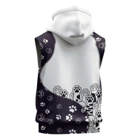 Judging You Silently Sleeveless Hoodie Black Cat Playful Monochrome Paw Print