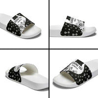 Judging You Silently Slide Sandals Black Cat Playful Monochrome Paw Print