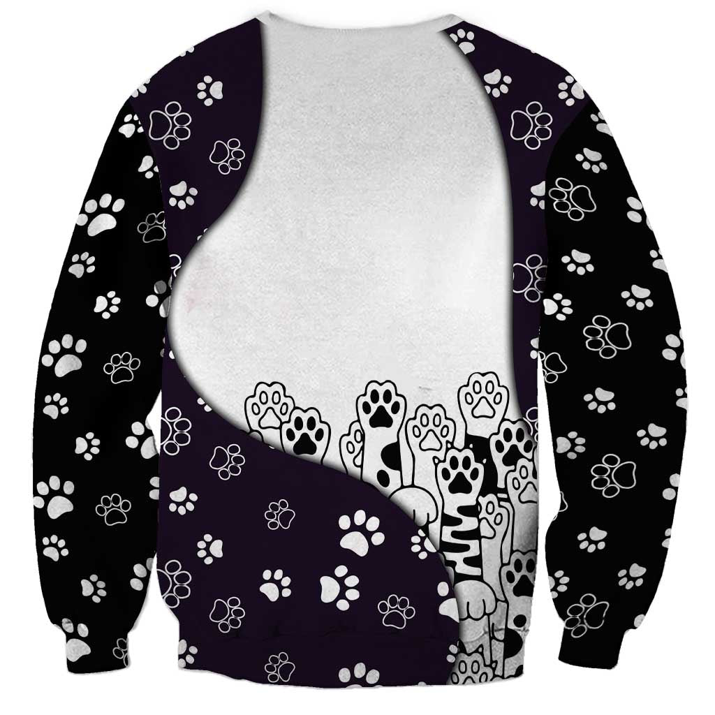 Judging You Silently Sweatshirt Black Cat Playful Monochrome Paw Print