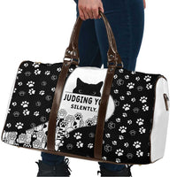 Judging You Silently Travel Bag Black Cat Playful Monochrome Paw Print