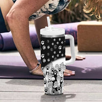 Judging You Silently Tumbler With Handle Black Cat Playful Monochrome Paw Print