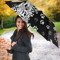 Judging You Silently Umbrella Black Cat Playful Monochrome Paw Print
