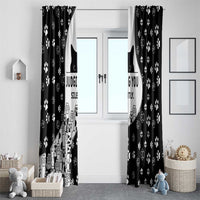 Judging You Silently Window Curtain Black Cat Playful Monochrome Paw Print