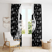 Judging You Silently Window Curtain Black Cat Playful Monochrome Paw Print