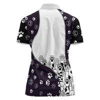 Judging You Silently Women Polo Shirt Black Cat Playful Monochrome Paw Print