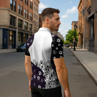 Judging You Silently Zipper Polo Shirt Black Cat Playful Monochrome Paw Print