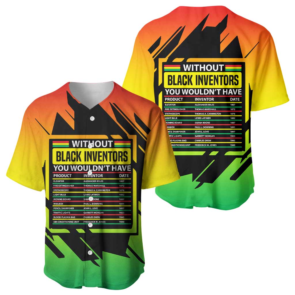 Without Black Inventors Educational List Baseball Jersey Black History Month African