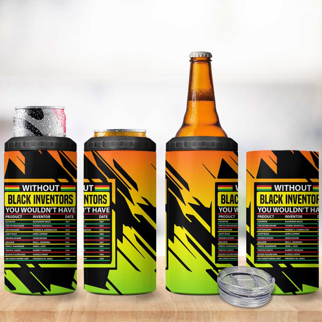 Without Black Inventors Educational List 4 in 1 Can Cooler Tumbler Black History Month African