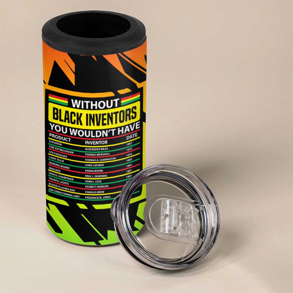 Without Black Inventors Educational List 4 in 1 Can Cooler Tumbler Black History Month African