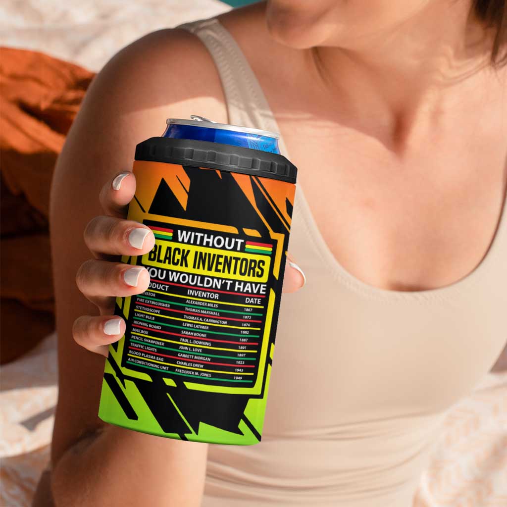 Without Black Inventors Educational List 4 in 1 Can Cooler Tumbler Black History Month African