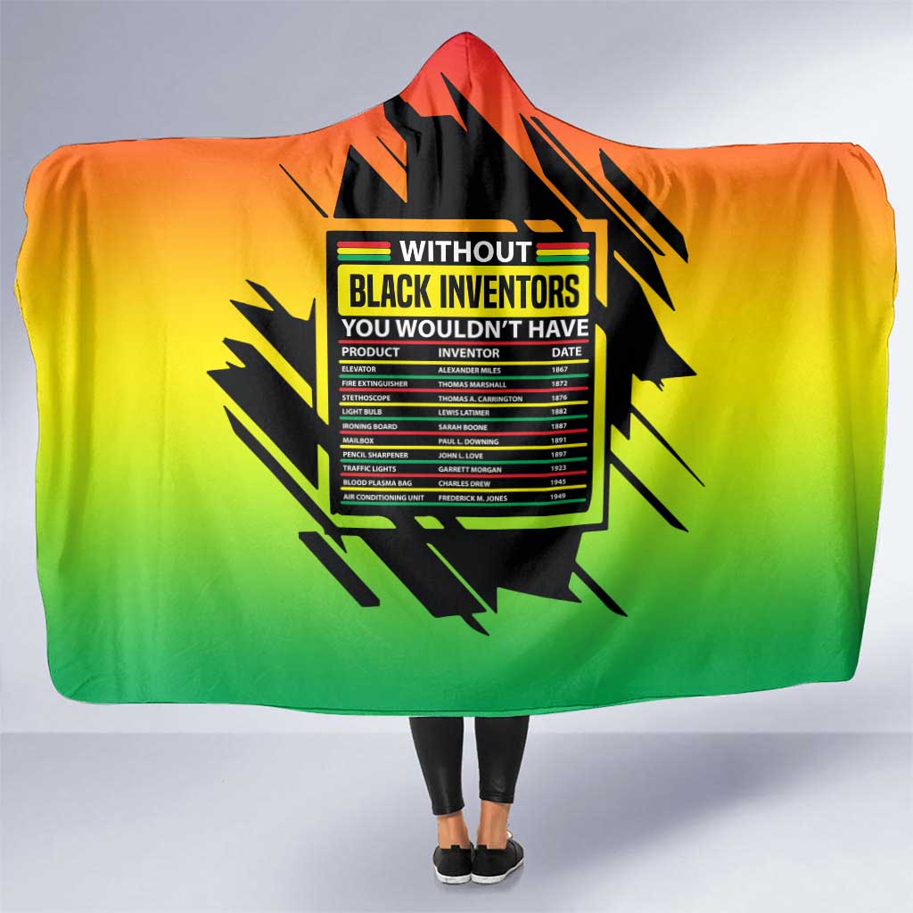 Without Black Inventors Educational List Hooded Blanket Black History Month African