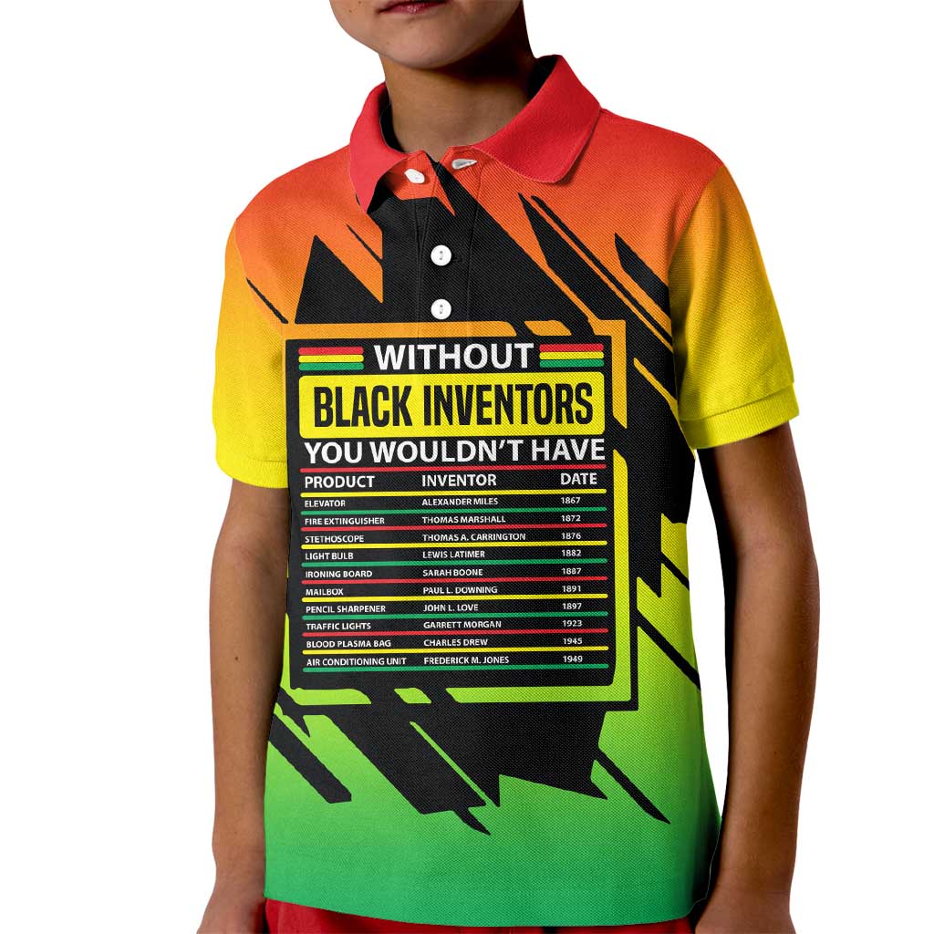 Without Black Inventors Educational List Kid Polo Shirt Black History Month African