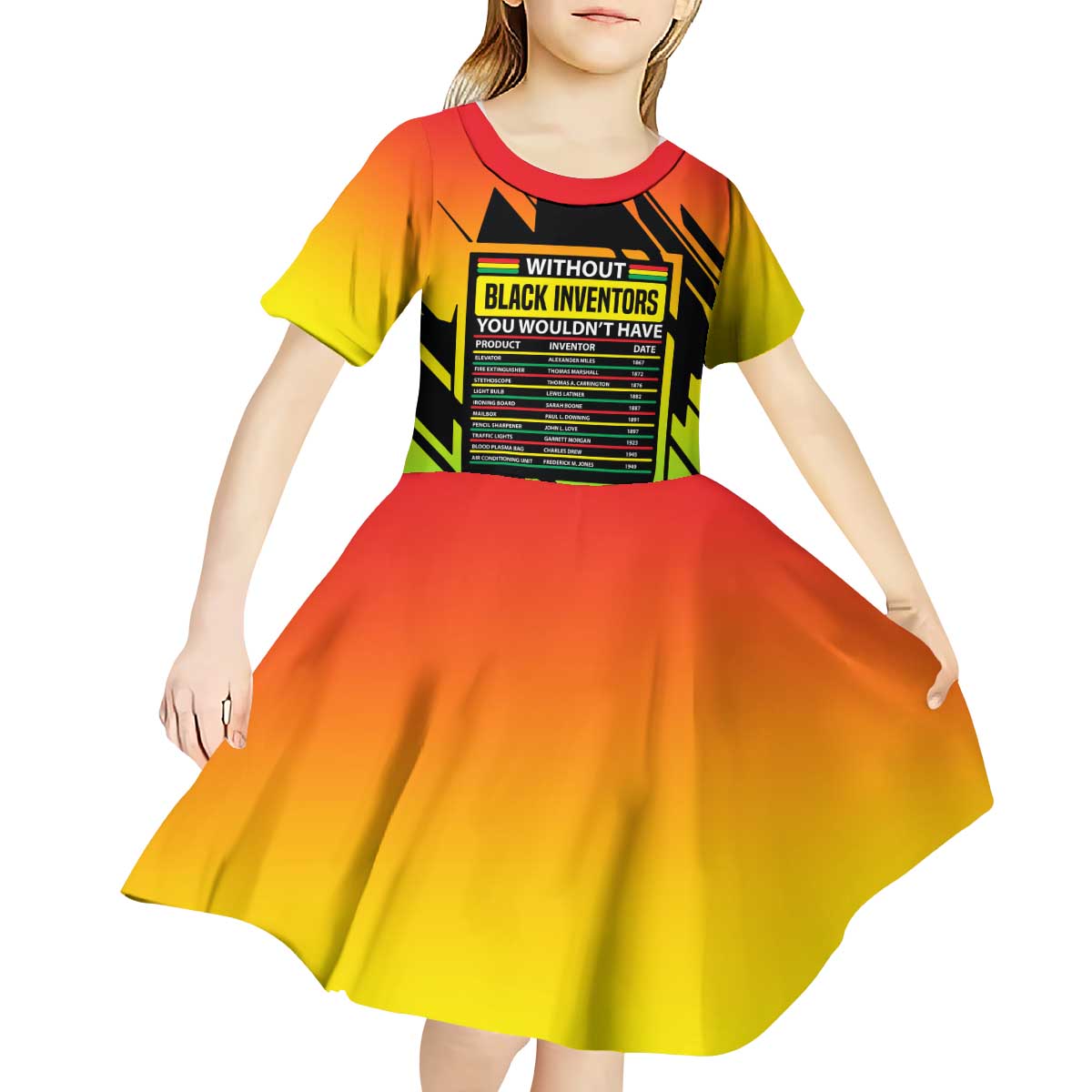 Without Black Inventors Educational List Kid Short Sleeve Dress Black History Month African