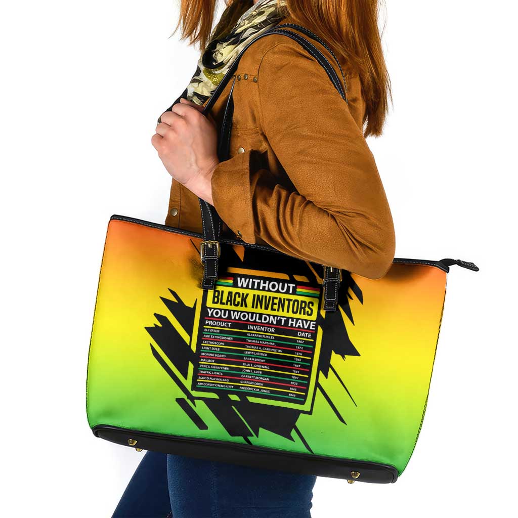 Without Black Inventors Educational List Leather Tote Bag Black History Month African