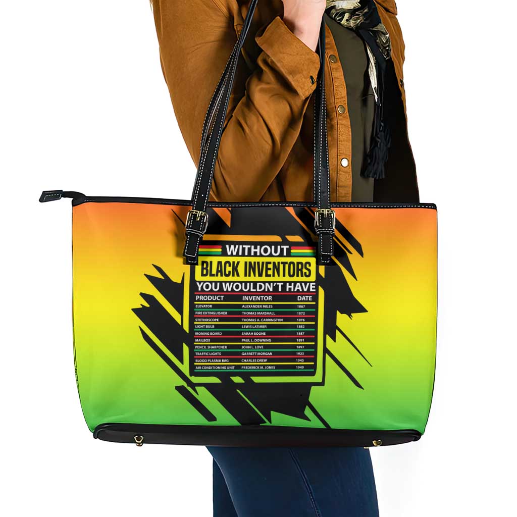 Without Black Inventors Educational List Leather Tote Bag Black History Month African