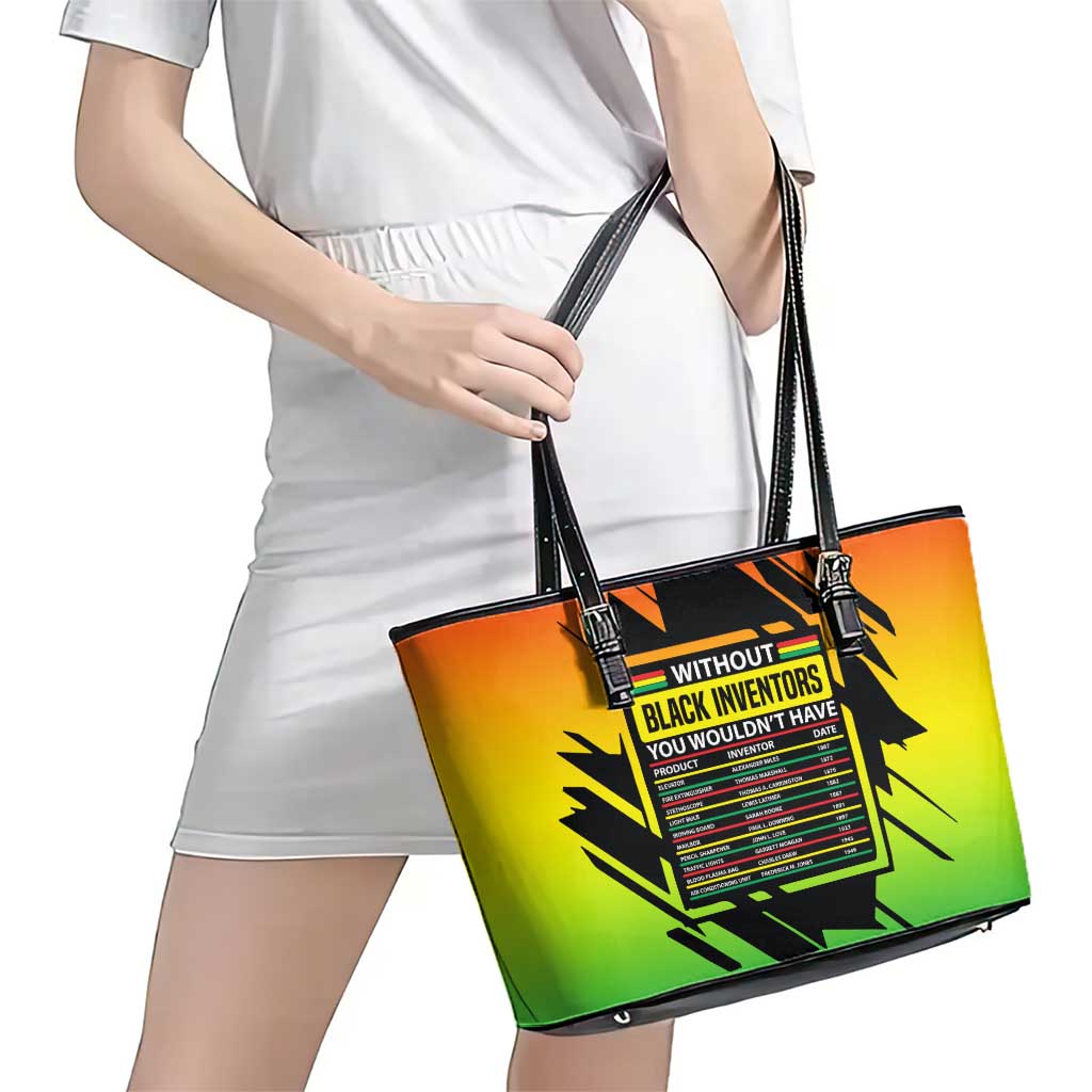 Without Black Inventors Educational List Leather Tote Bag Black History Month African