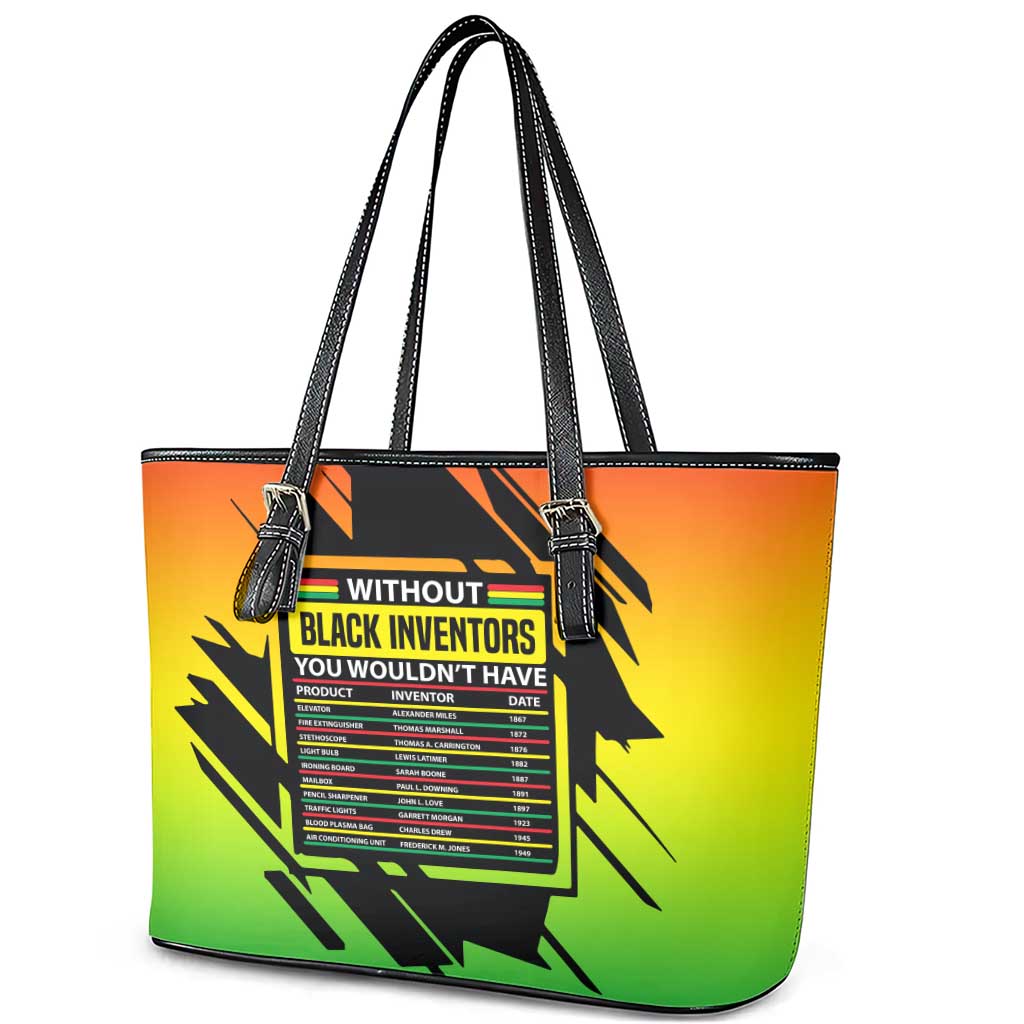 Without Black Inventors Educational List Leather Tote Bag Black History Month African