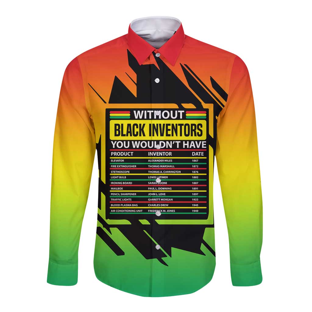 Without Black Inventors Educational List Long Sleeve Button Shirt Black History Month African
