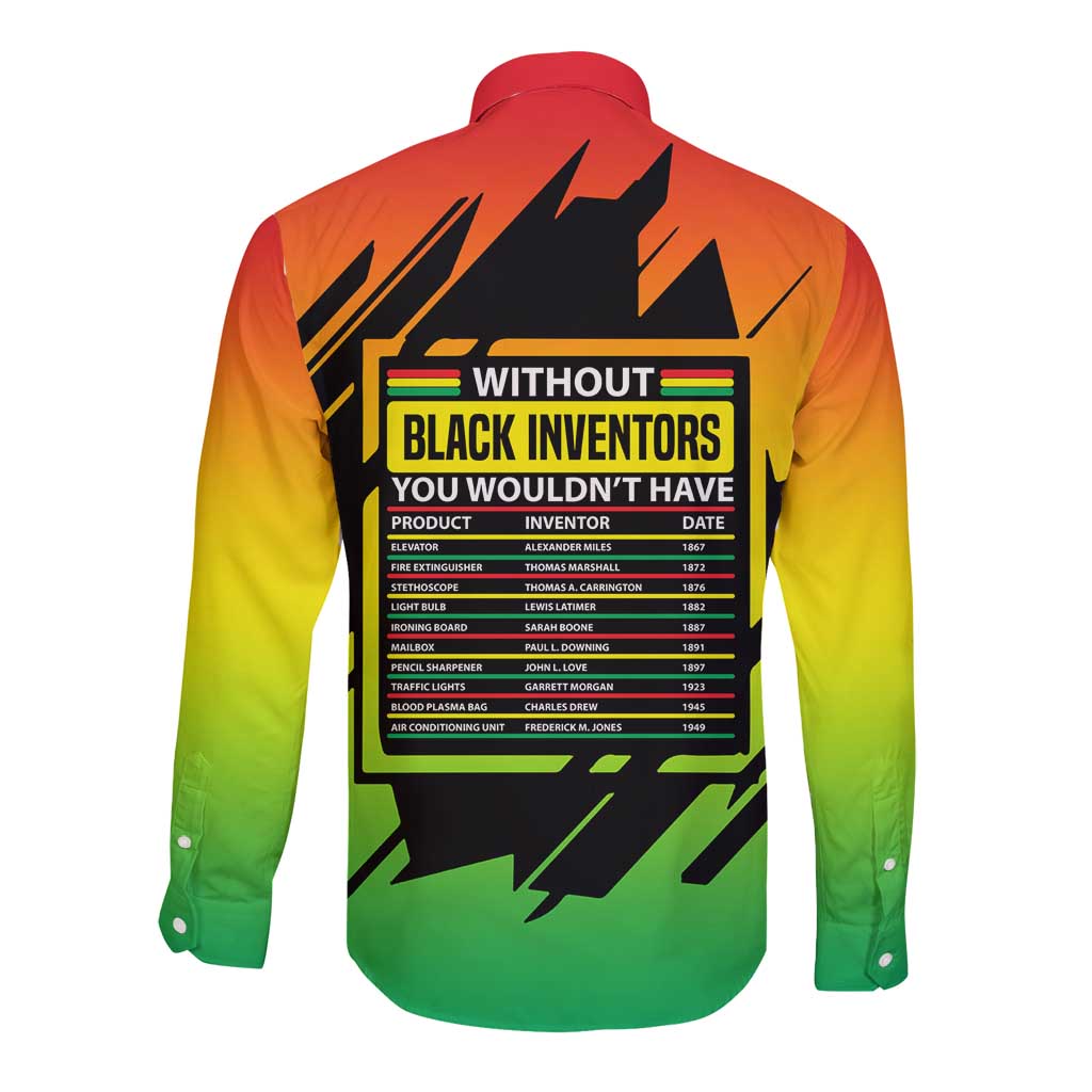 Without Black Inventors Educational List Long Sleeve Button Shirt Black History Month African
