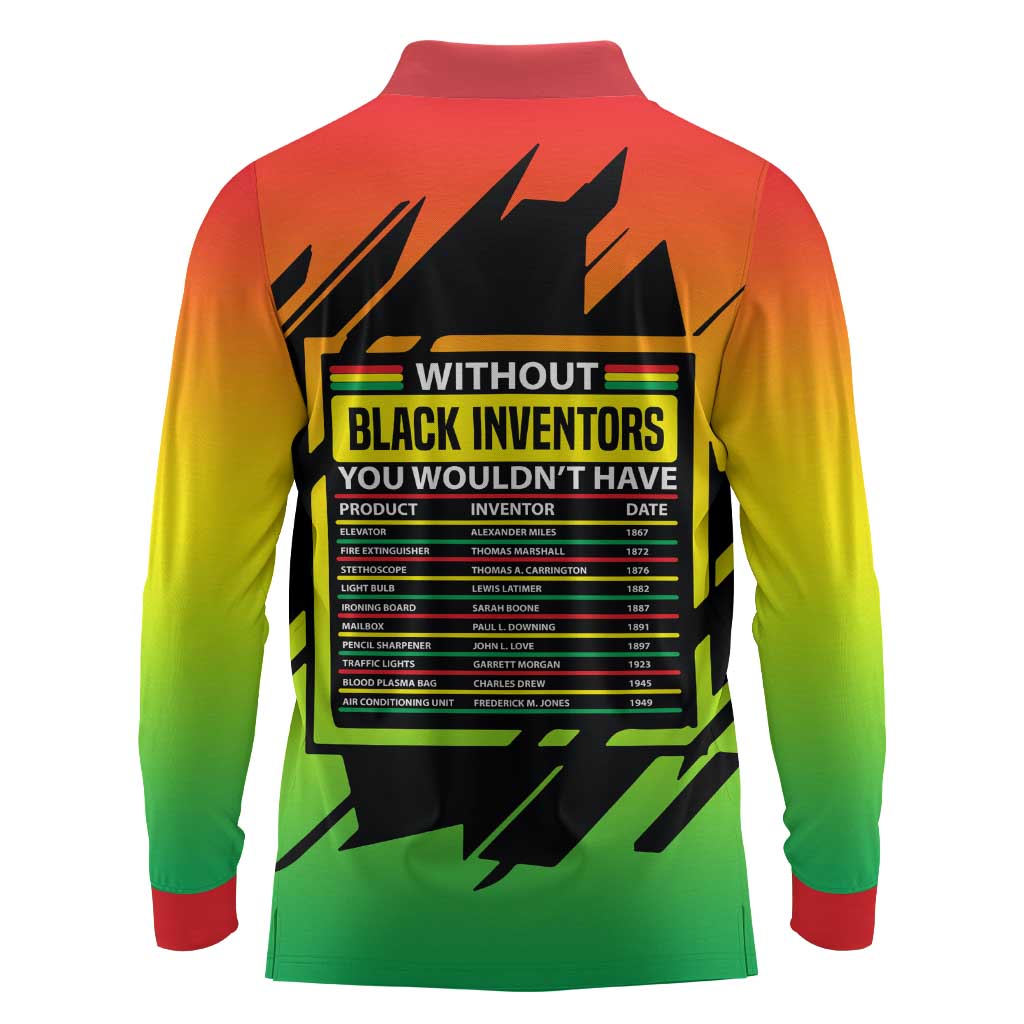 Without Black Inventors Educational List Long Sleeve Polo Shirt Black History Month African