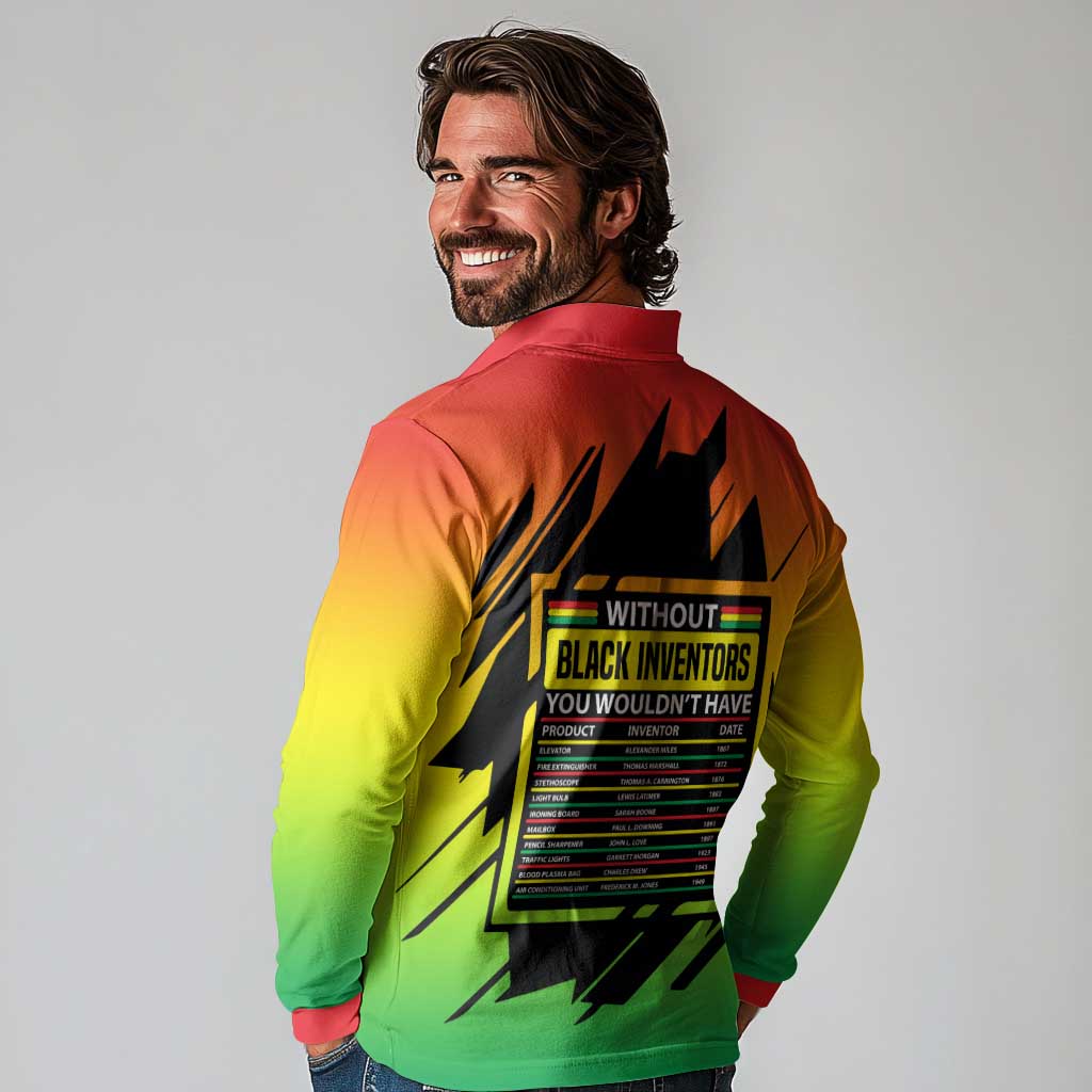 Without Black Inventors Educational List Long Sleeve Polo Shirt Black History Month African