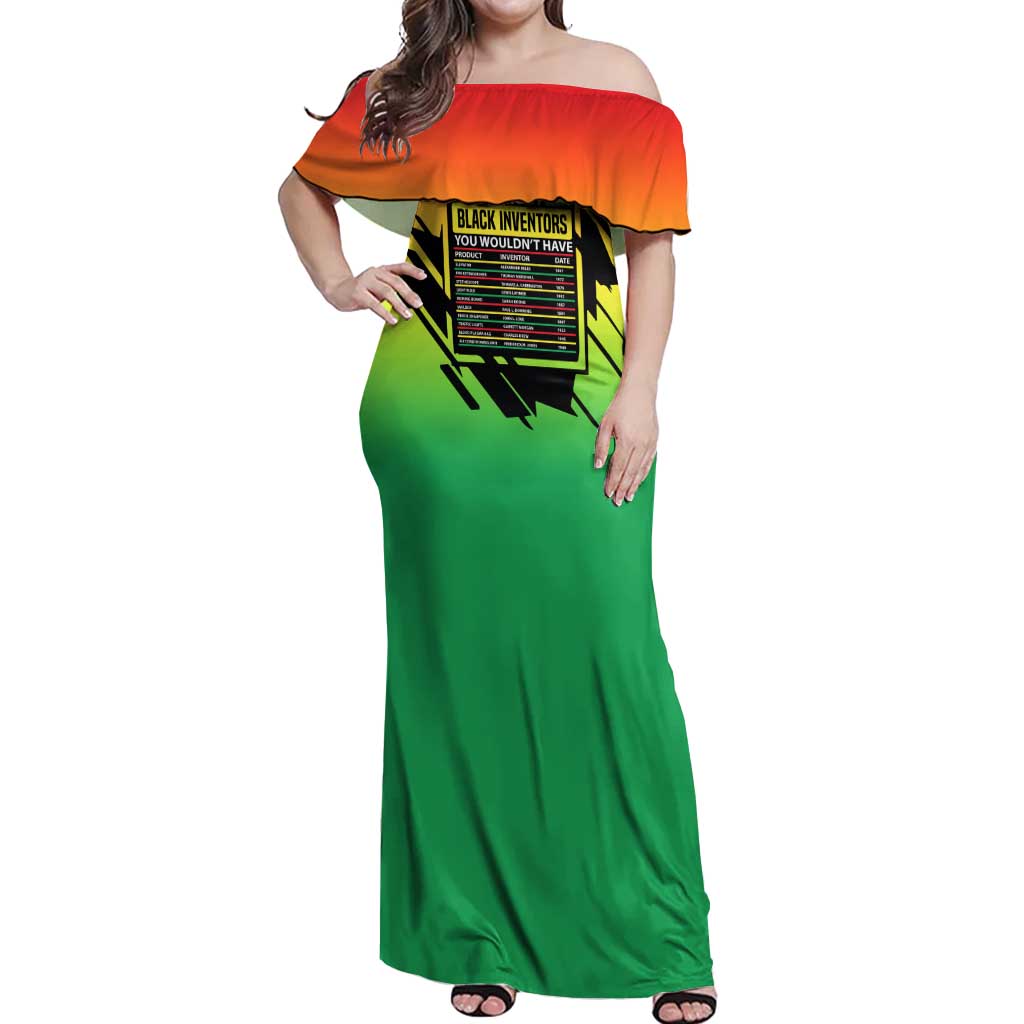 Without Black Inventors Educational List Off Shoulder Maxi Dress Black History Month African