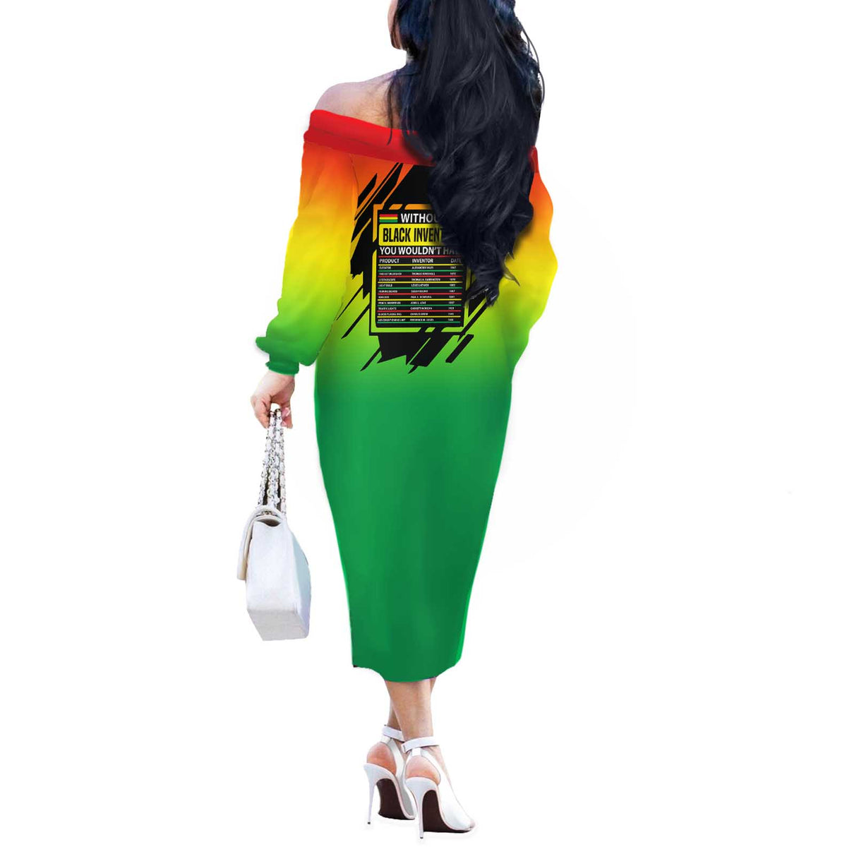 Without Black Inventors Educational List Off The Shoulder Long Sleeve Dress Black History Month African