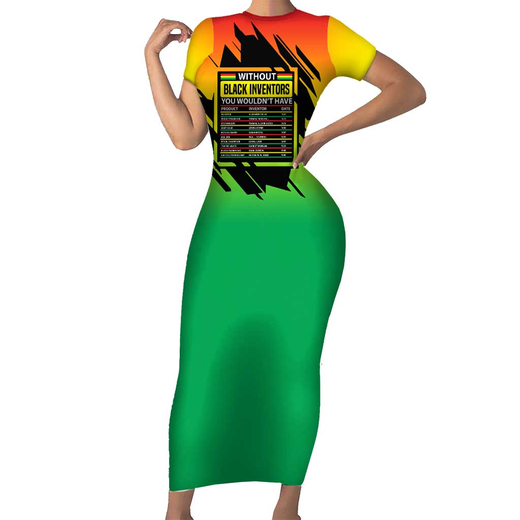 Without Black Inventors Educational List Short Sleeve Bodycon Dress Black History Month African