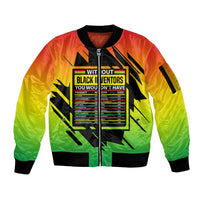 Without Black Inventors Educational List Sleeve Zip Bomber Jacket Black History Month African