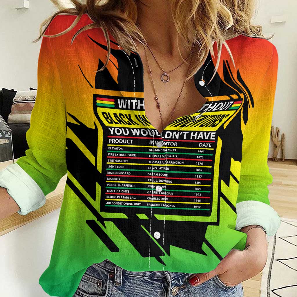Without Black Inventors Educational List Women Casual Shirt Black History Month African