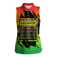 Without Black Inventors Educational List Women Sleeveless Polo Shirt Black History Month African