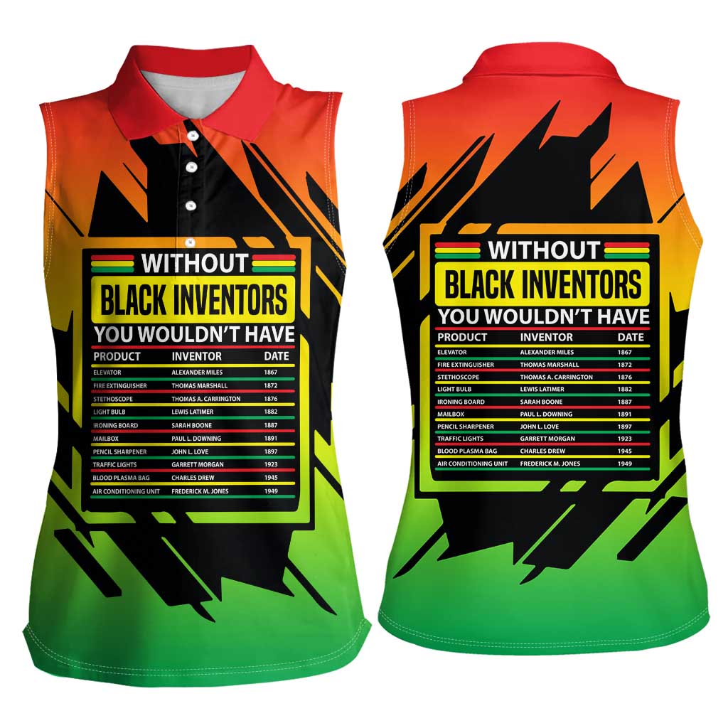 Without Black Inventors Educational List Women Sleeveless Polo Shirt Black History Month African