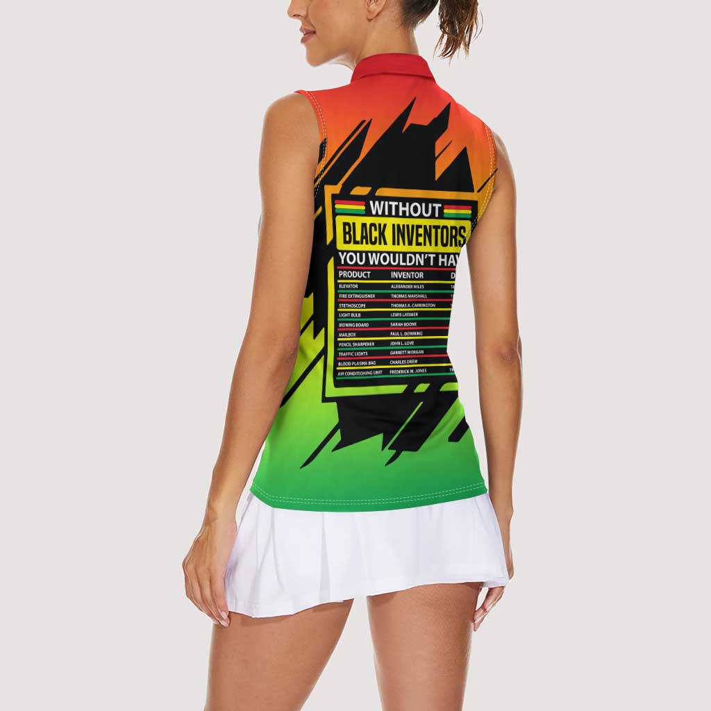 Without Black Inventors Educational List Women Sleeveless Polo Shirt Black History Month African