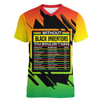 Without Black Inventors Educational List Women V-Neck T-Shirt Black History Month African