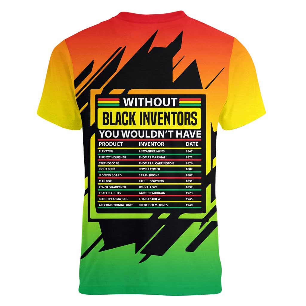 Without Black Inventors Educational List Women V-Neck T-Shirt Black History Month African